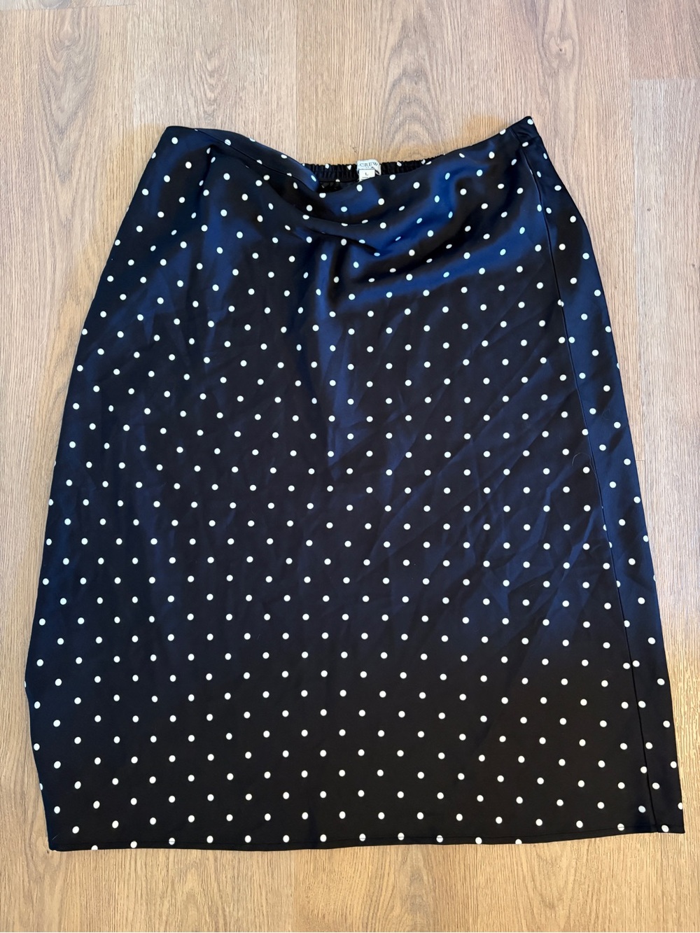 Black and White Polka Dot Satin Slip Skirt
